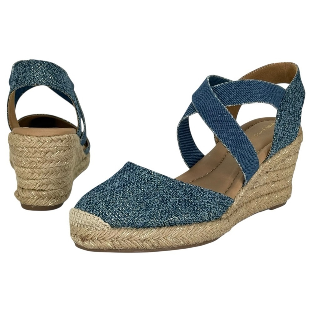 Easy Spirit Meza2 Gold Shimmer Womens Wedge Sandals Size 9M - Picture 9 of 13